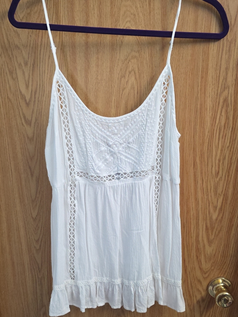 White Crochet-Detail Women's Camisole Tank Top